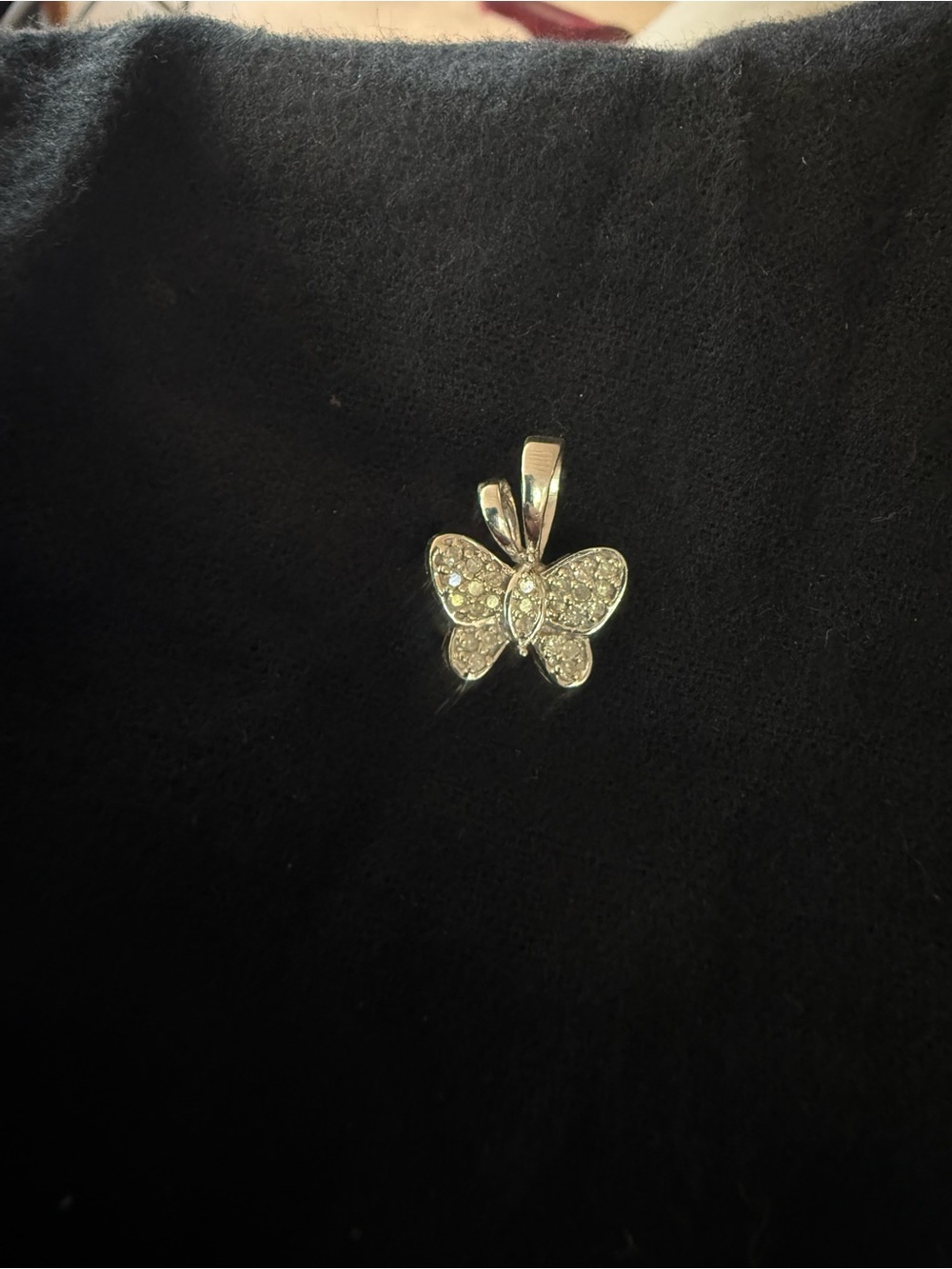 10k White Gold Butterfly with .25ct Diamonds Pendant